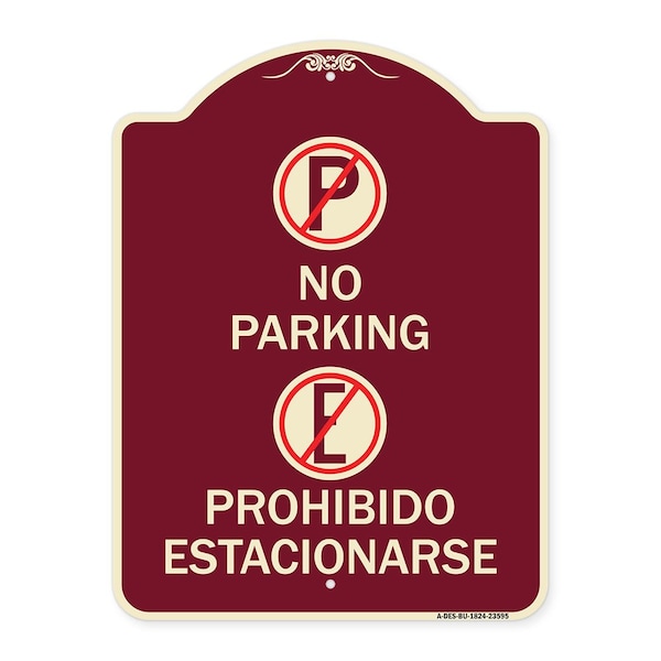 No Parking Prohibido Estacionarse W/ Heavy-Gauge Aluminum Sign, 24" x 18", BU-1824-23595